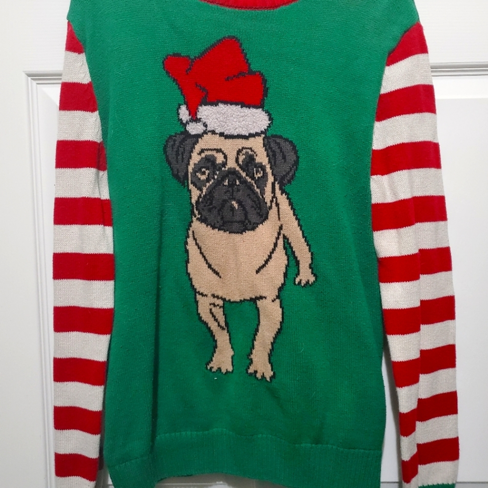 Ugly Xmas sweater pug Santa